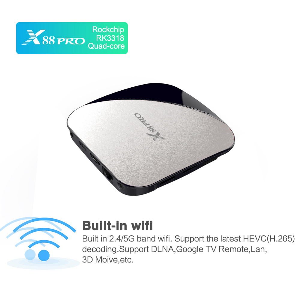 X88 Pro RK3318 Android 9.0 4GB/64GB Mini TV Box YouTube 4K Dual Band WiFi USB3.0 Shop online Qatar
