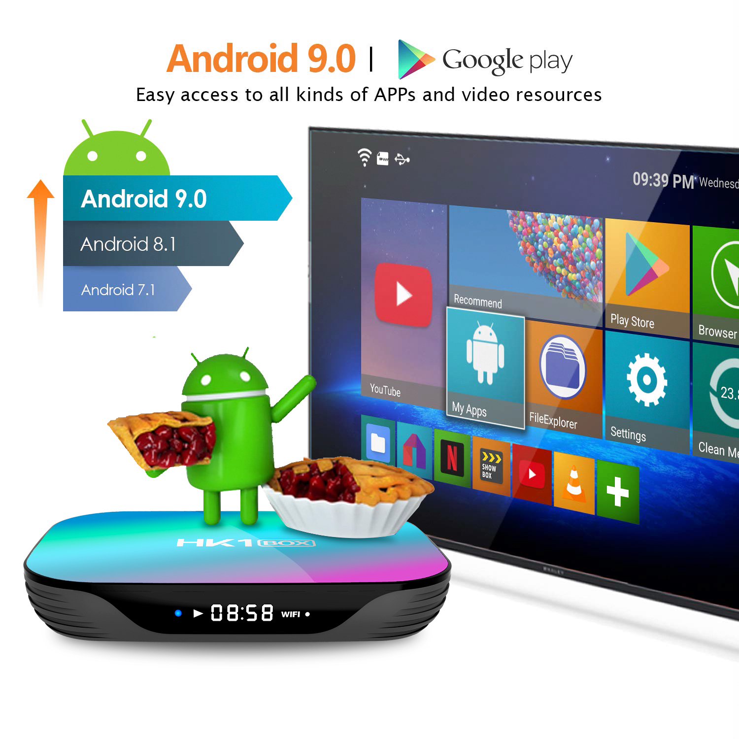 HK1 Box x3 Amlogic S905X3 Smart Android 9.0 TV BOX 4GB RAM 64GB ROM 2.4G 5G dual wifi Bluetooth 4K UHD Set Top Box