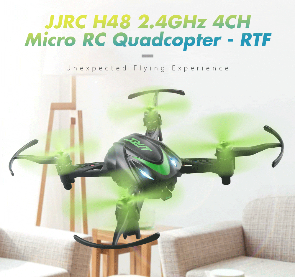 JJRC H48 Mini Drone 2.4GHz 4CH Micro RC Quadcopter - RTF - Black and Green