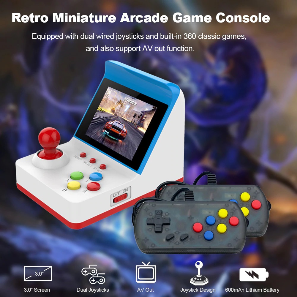 Retro Arcade FC 360 in 1 Mini Handheld Video Game Console 3 inch