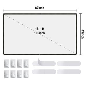 Owlenz 100 inch Simple Projection Screen 169 Portable Foldable Projector Screen