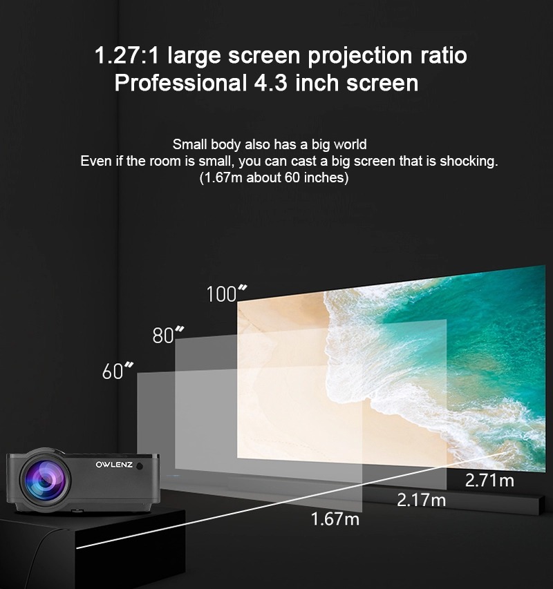 Owlenz SD150 LED Projector -Home Theater Video Entertainment 2400 Lumens 720p Multimedia Video LED Projector