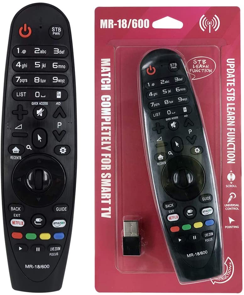 MR-18/600 LG Replacement Magic Remote – Works with ALL LG smart televisions (LED,LCD,Plasma) – Compatible with MR18 MR600 MR650 - black
