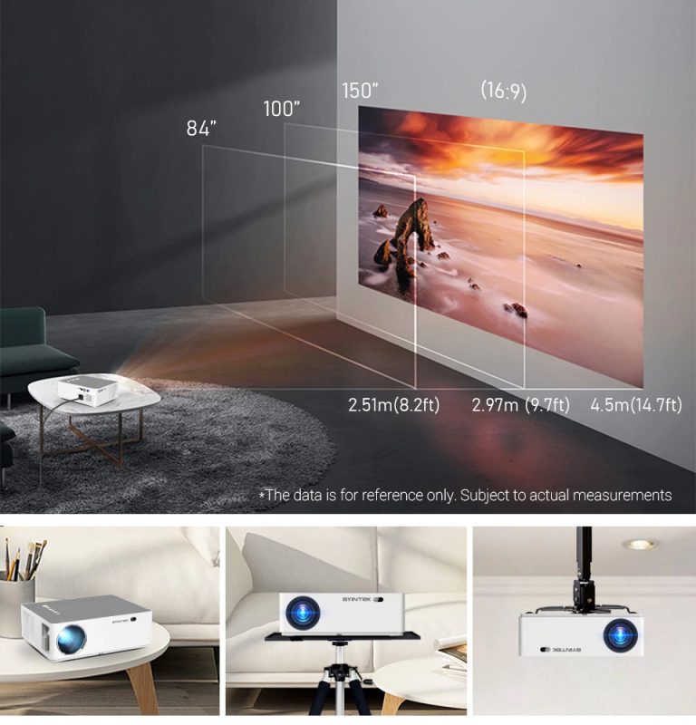 Byintek Moon K20 Full Hd Projector 500 Ansi Lumens 1080p Led Video 300 Inch Home Theater 