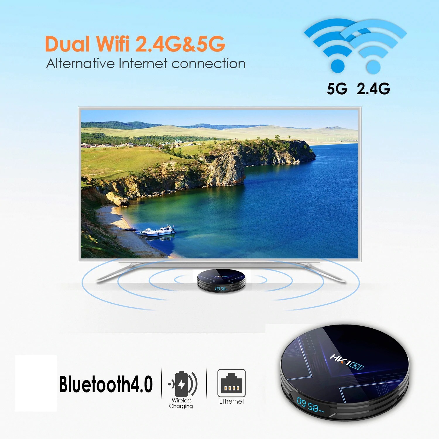 HK1 X3 Android Smart TV Box – 4GB 64GB Android 9 Amlogic S905X3 Dual WiFi Bluetooth 1000Mbps LAN