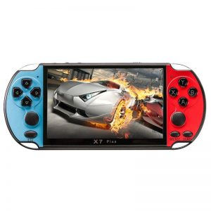 X7 Plus Portable Retro Game Console- 5.1 Inch Large Screen PSP Mini Arcade FC Video Game Console Support GBA Arcade - Red and Blue