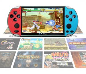 X7 Plus Portable Retro Game Console- 5.1 Inch Large Screen PSP Mini Arcade FC Video Game Console Support GBA Arcade - Red and Blue