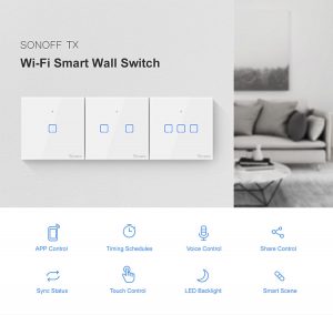Sonoff T0UK3C TX Wifi Smart Wall Switch with Smart Home edge 3 Gang - White