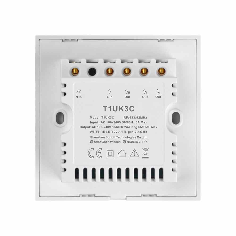 SONOFF T1UK3C TX Smart Wifi White wall touch switch with Smart Home edge 3 Gang works with Alexa IFTTT,Google