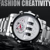 TEEKEYS Men Luxury Brand Stainless Steel Watch With Rolling Day Month Date TK3170 - Silver
