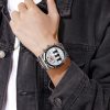TEEKEYS Men Luxury Brand Stainless Steel Watch With Rolling Day Month Date TK3170 - Silver