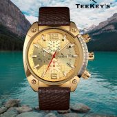 TEEKEY'S TK3161 Men/Women Luxury Brand Leather Chronograph and Date Watch - Black