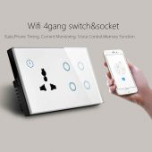 4 Gang Wifi Smart Wall Switch & Socket Compatible with Alexa Google Home