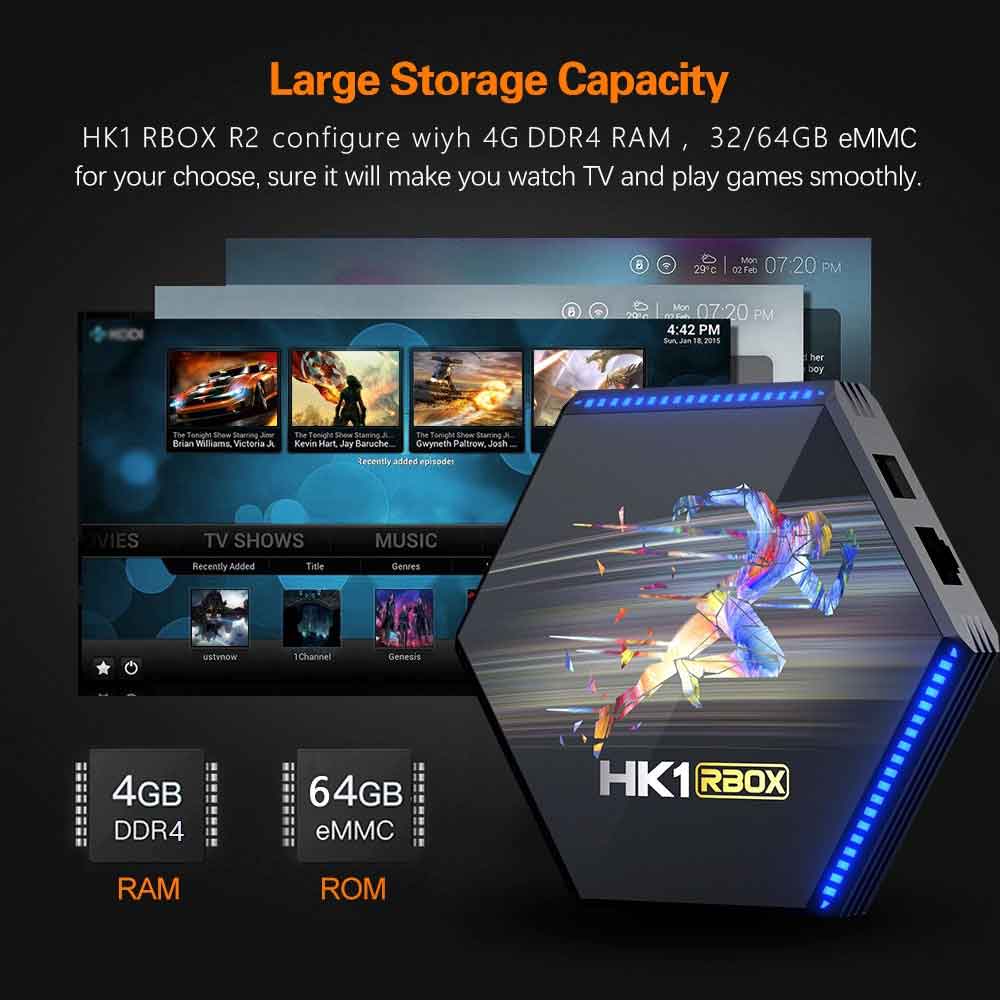 HK1 RBOX R2 Android Smart TV Box - 4GB DDR4 RAM 64GB ROM RK3566