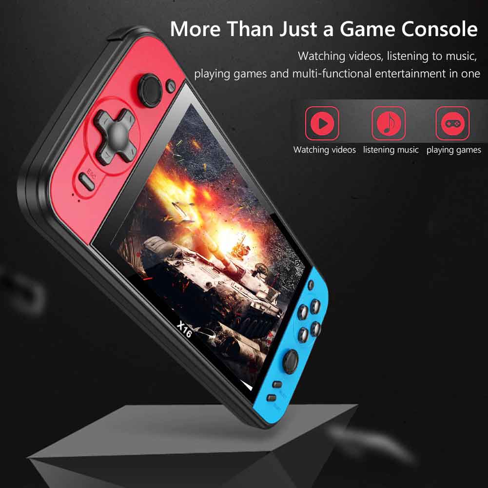 Black Hawk X16 Handheld Video Game Console 6.5 Inch 8G Retro Game - Blue and Red