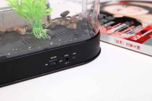 FS13 USB Desktop Aquarium Mini Fish Tank With LCD Display LED Light - Black