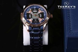 TEEKEYS TK3150 Men Luxury Brand Stainless steel Date Calendar Watch With Dual tone Color.