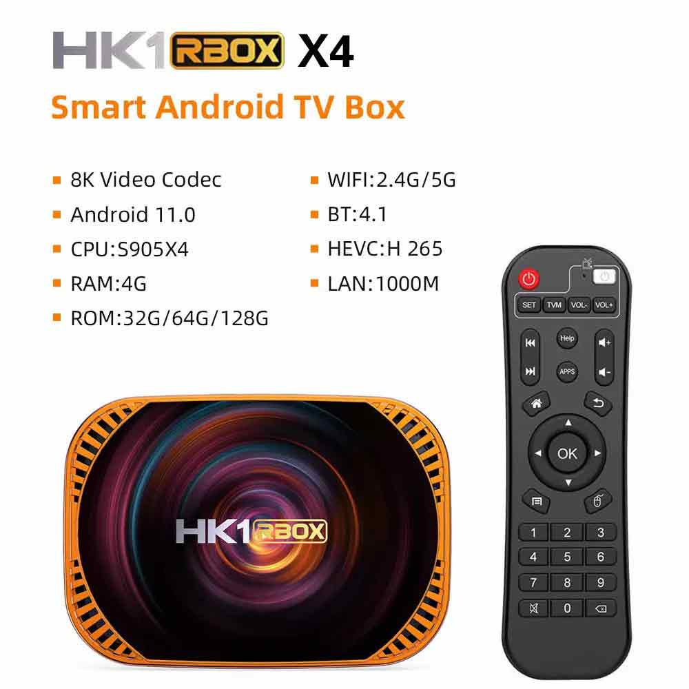 Hk1 Rbox X4 Android TV Box - 4GB RAM 64GB ROM Amlogic S905X4