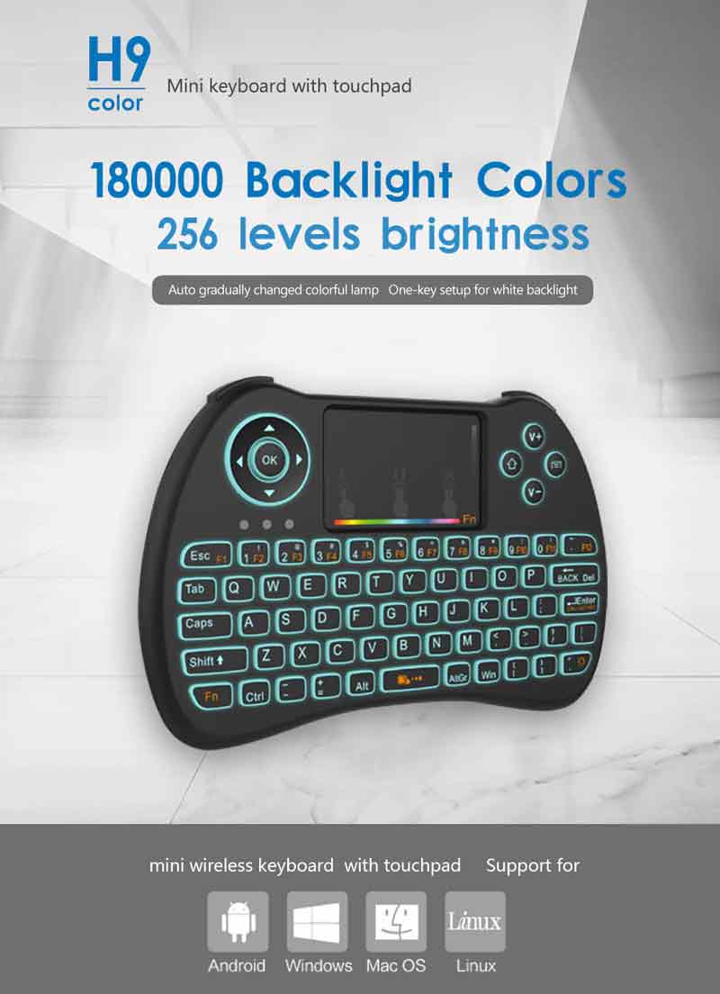 H9 Mini Wireless Keyboard With Touchpad & RGB Backlit