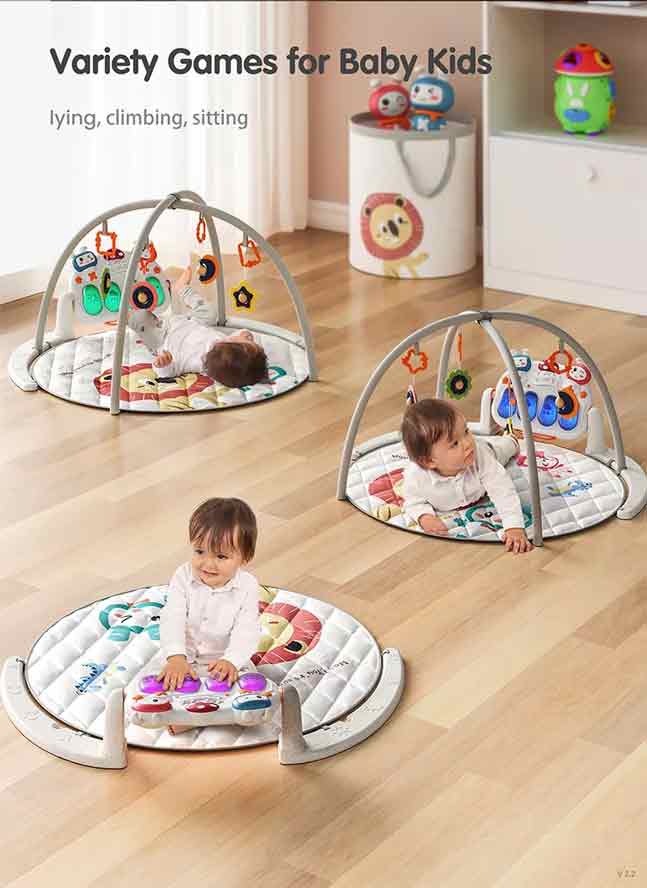 Baby Activity Play Gym Sensory Toys Musical Playmat Cute Soft