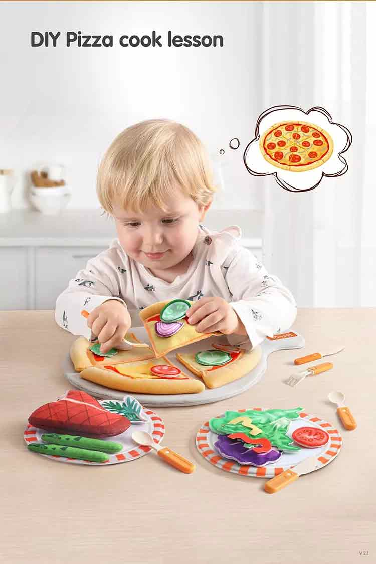 Tumama TM266 Plush Pizza Toy Pretend Food Vegetable Steak Pizza Toy