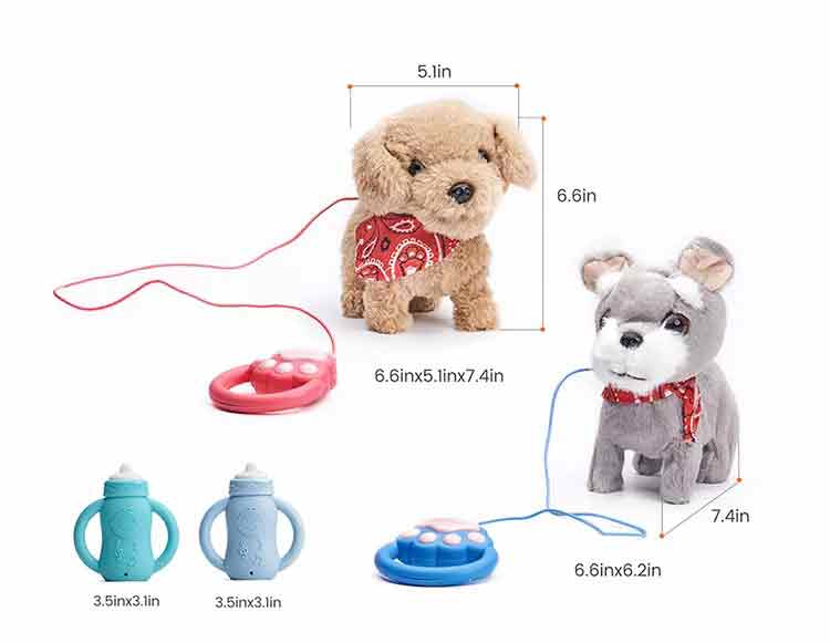 Tumama TM280 Electric Plush Dog - Fluffy Puppy 2 Pcs Walking Toy With Remote Control