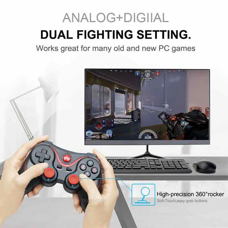 Terios T3 Wireless Joystick Gamepad For Mobile Phone, Tablet, PC, PS and TV Box