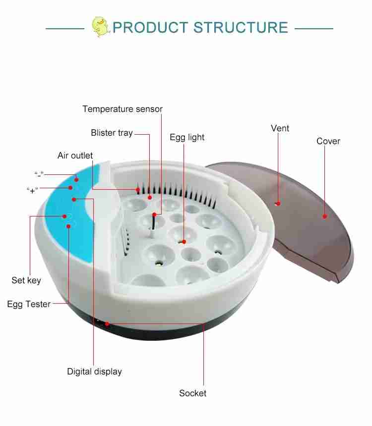 Fully Automatic Egg Incubator - HHD 9 Eggs Smart Incubator